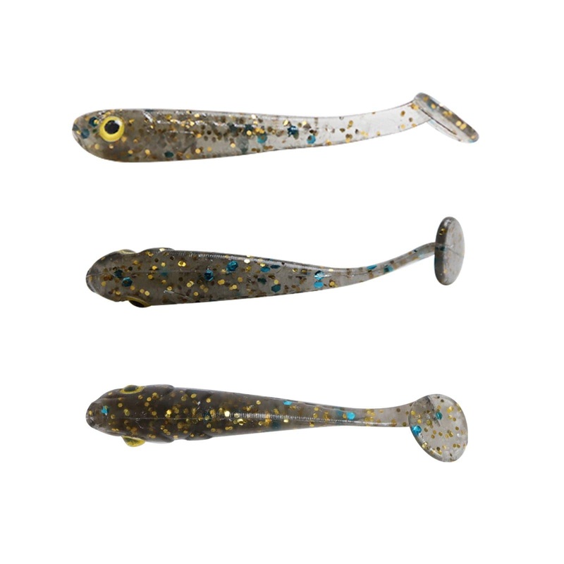 Dr.Fish 10pcs Flashing Glitter Soft Baits 1.57” Grey gold