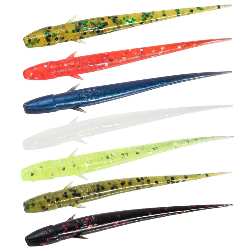 Dr.Fish 12pcs Soft Plastic Worms 2.95” Black Neon