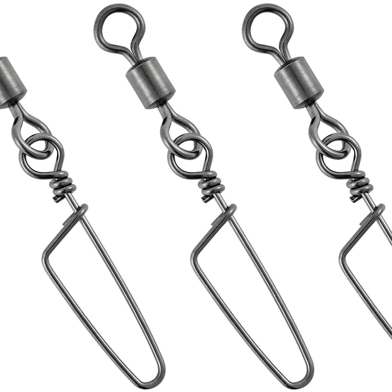 Dr.Fish 30pcs Rolling Swivels with Coastlock Snaps 18-198lb #10 -18lb/8kg