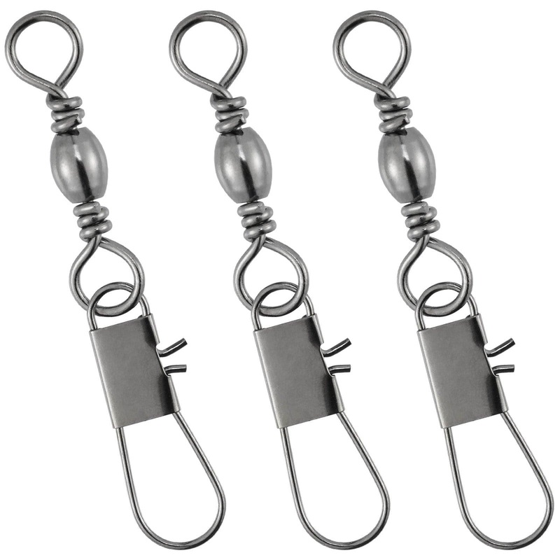 Dr.Fish 50pcs Barrel Swivel with Interlock Snap 26-132lb #14 -26lb/12kg