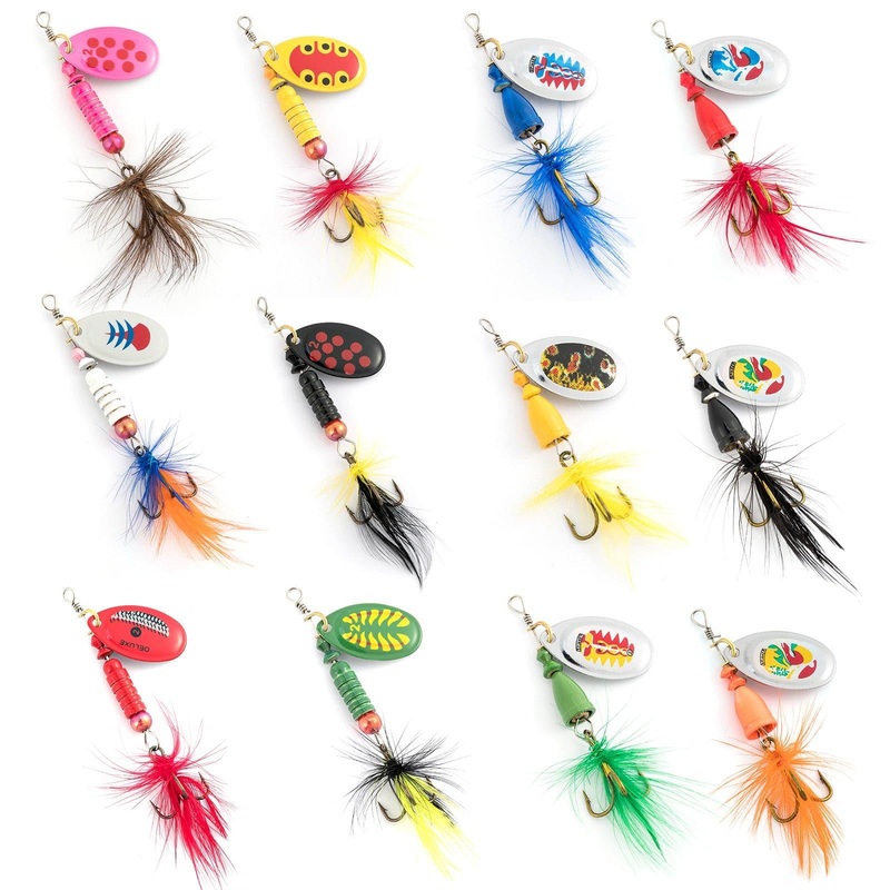 Dr.Fish 6/12pcs Roostertail Spinners Set Bullet+Cylinder
