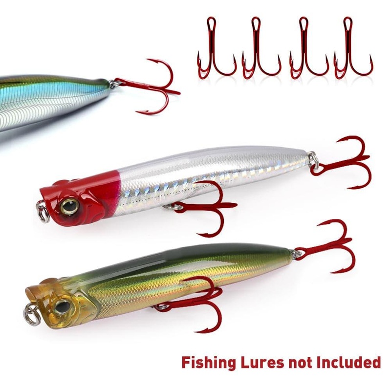 Dr.Fish 60pcs Treble Hooks Red #10 to #1 #10 60 pcs