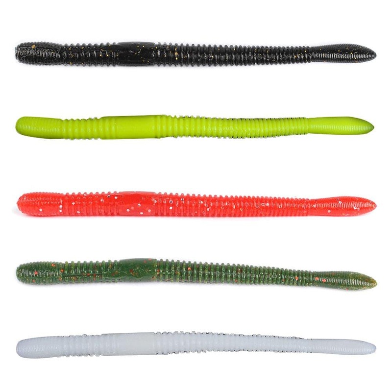 Dr.Fish 10pcs Floating Wacky Worms 4.5” Dark Green
