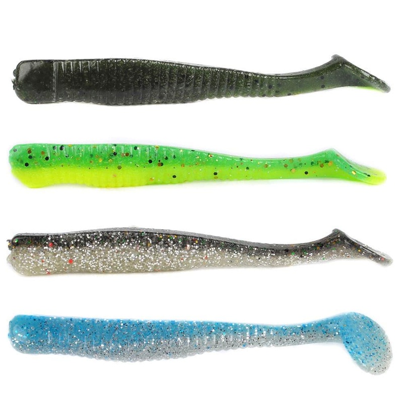 Dr.Fish 10pcs Paddle Tail Soft Baits 3” Black