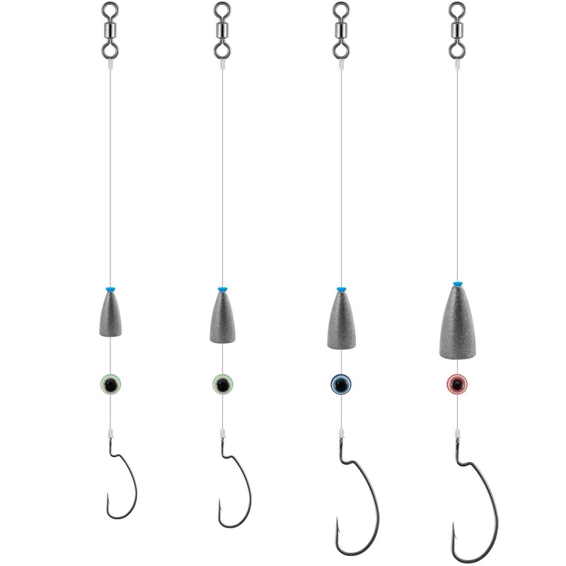 Dr.Fish 10pcs Pre-Tied Texas Rigs 1/8-3/8oz 1/8oz – 4#