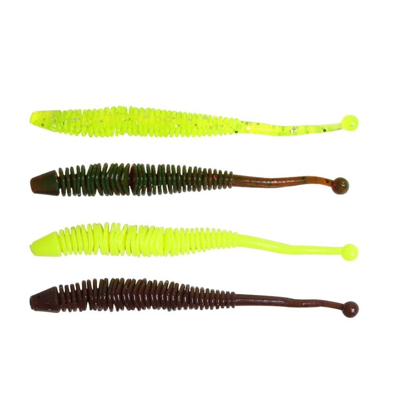 Dr.Fish 10pcs Soft Plastic Sandworms 3.15″ Yellow White Flake