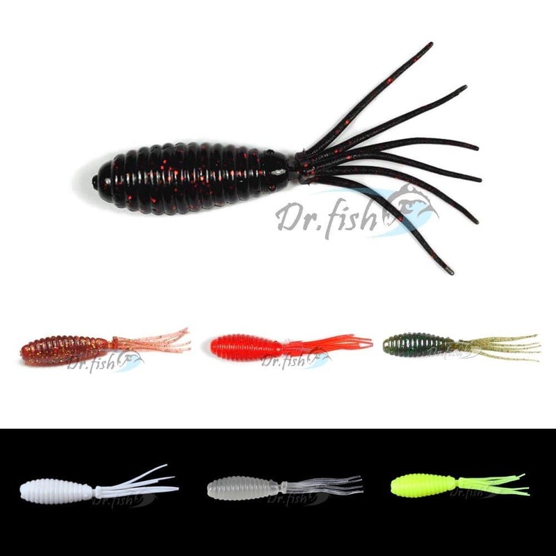 Dr.Fish 10pcs Soft Plastic Tail Worms 2.5” Watermelon