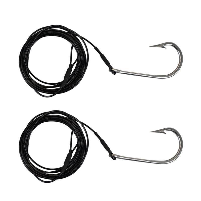 Dr.Fish 2pcs Saltwater Fishing Hooks with Steel Cable 1/0