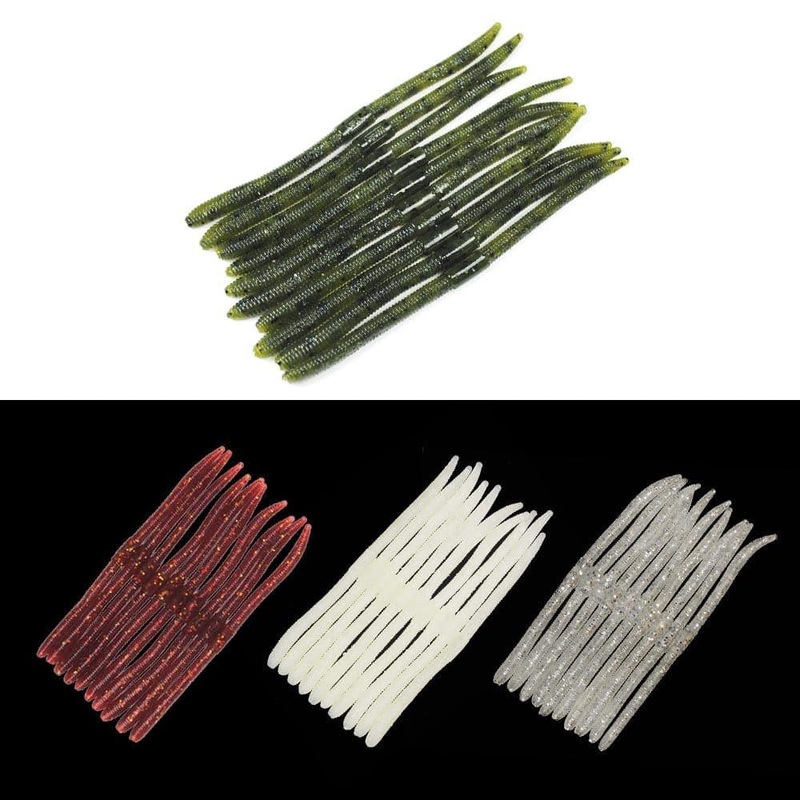 Dr.Fish 8pcs Wacky Worms Baits 5.4” Dark Green