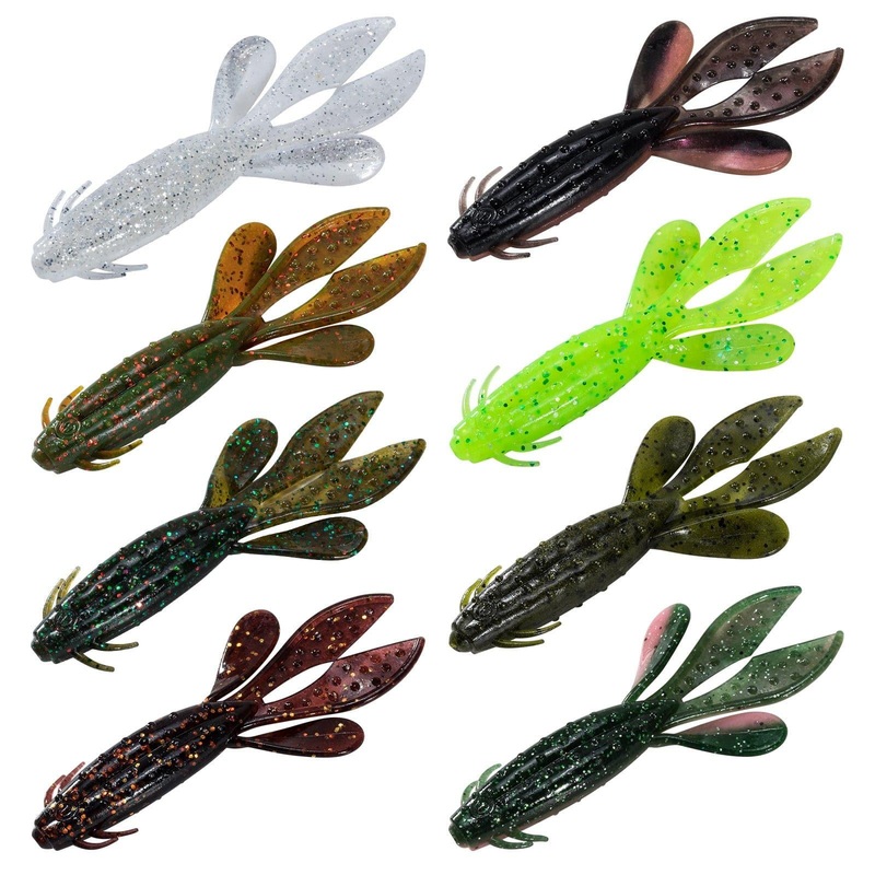 Dr.Fish Sinking Soft Crawfish Flapper 3.54” Green-Brown (Sinking 8pcs)