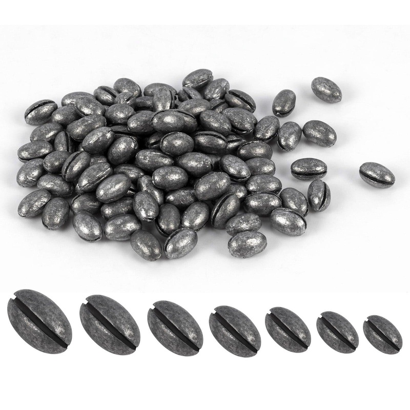Dr.Fish 100 pcs Oval Split Sinkers  Lead Weights 1/50 to 1/14oz 1/50 oz