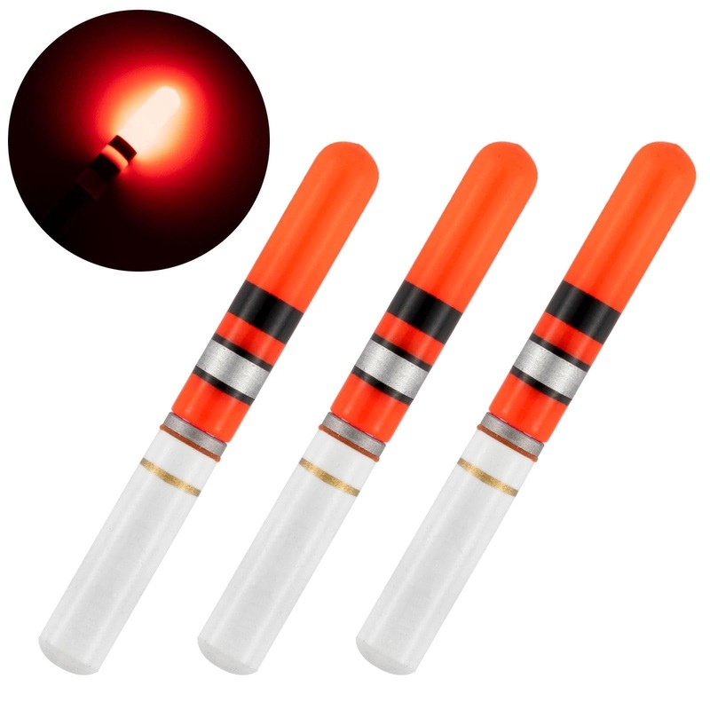 Dr.Fish 10pcs Glow Sticks LED Fish Floats Red Battery included