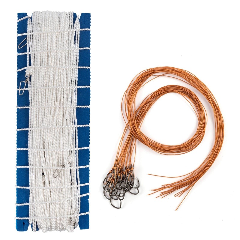 Dr.Fish 30/90M Trotline Fishing Set up Twine Pre-rigged Snaps Leader Hooks Dropline 40snaps+40hooks S 30M