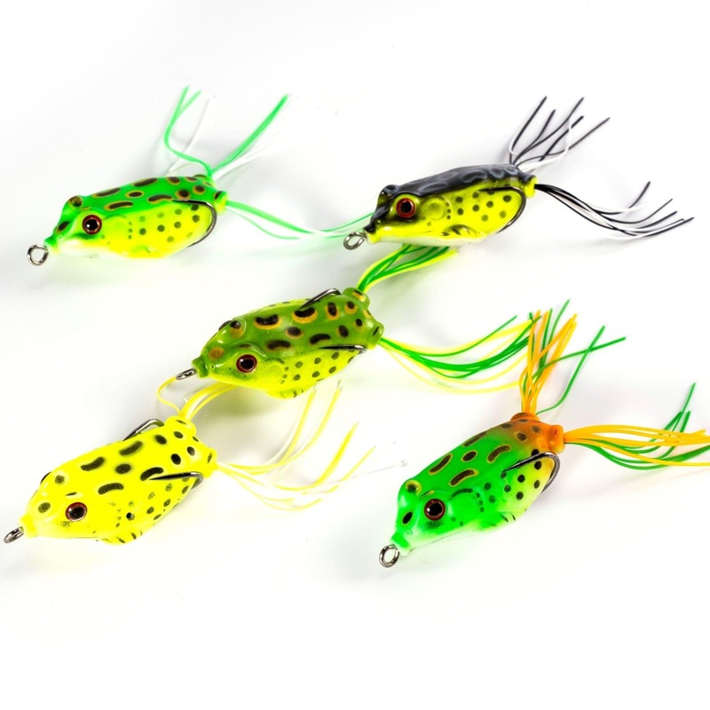 Dr.Fish 5pcs 3D Eyes Frog Soft Lures 5-12g 4cm 5g
