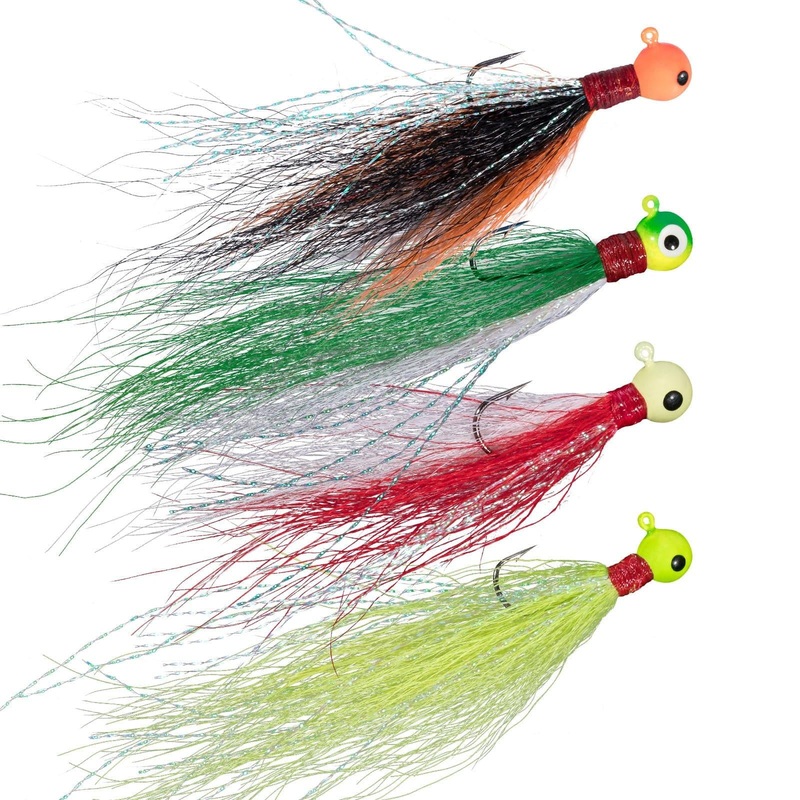 Dr.Fish 5pcs Bucktail Jigs 0.07-0.18oz 1.75g/0.07oz Green Yellow