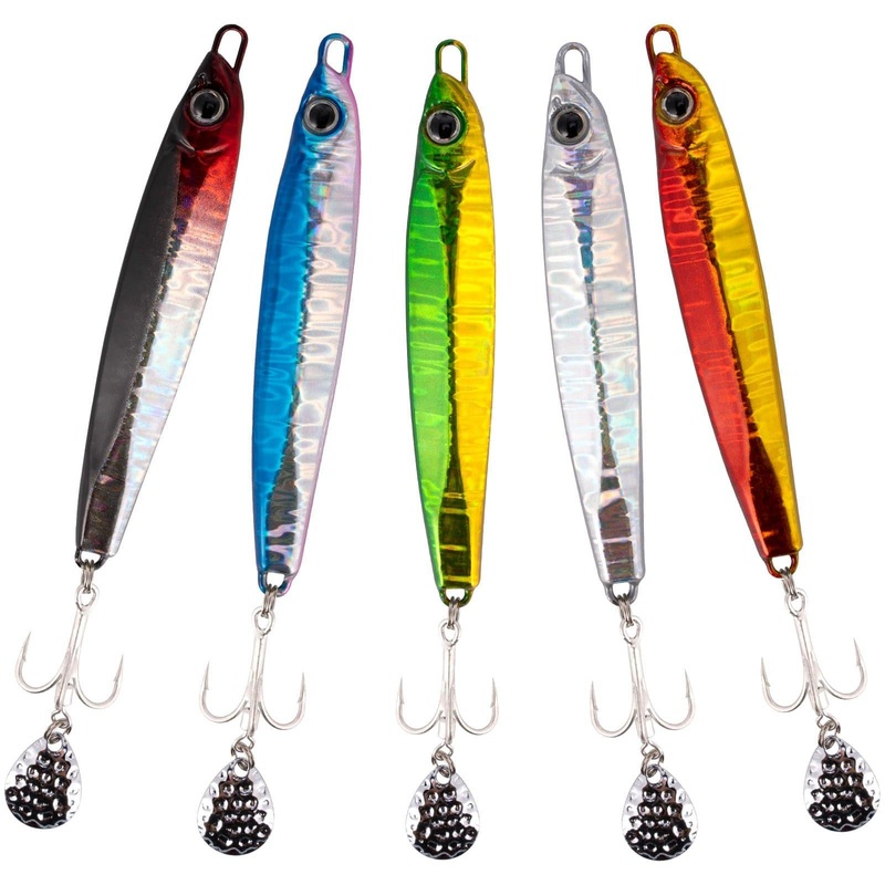 Dr.Fish 5pcs Metal  Spinner Vertical Jigs 3-3.75” 7.5cm/3in