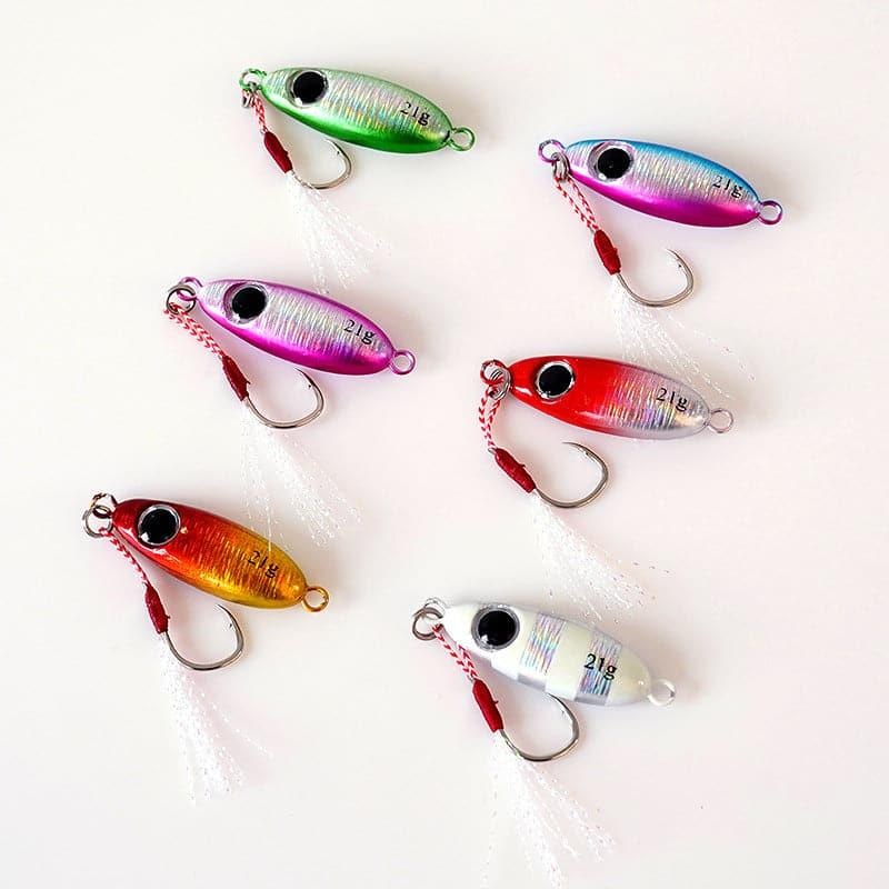 Dr.Fish 5pcs Micro Metal Jigs 5.5g to 21g Red & White 5.5g