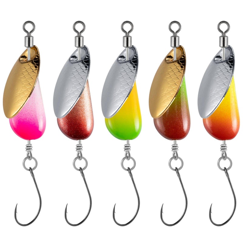 Dr.Fish 5pcs Spinner Blades with Hook(single or treble)  1/8-1/4oz Single 2.6g  1/8oz