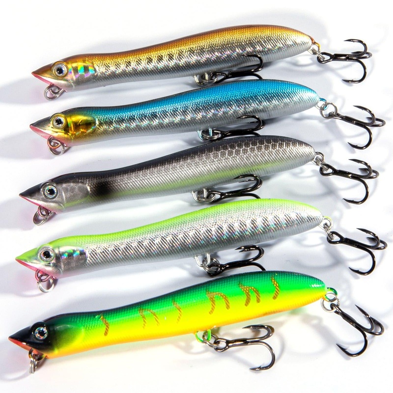 Dr.Fish 5pcs Topwater Lures Floating Pencil  Popper Lure 3.3″ 3.13oz