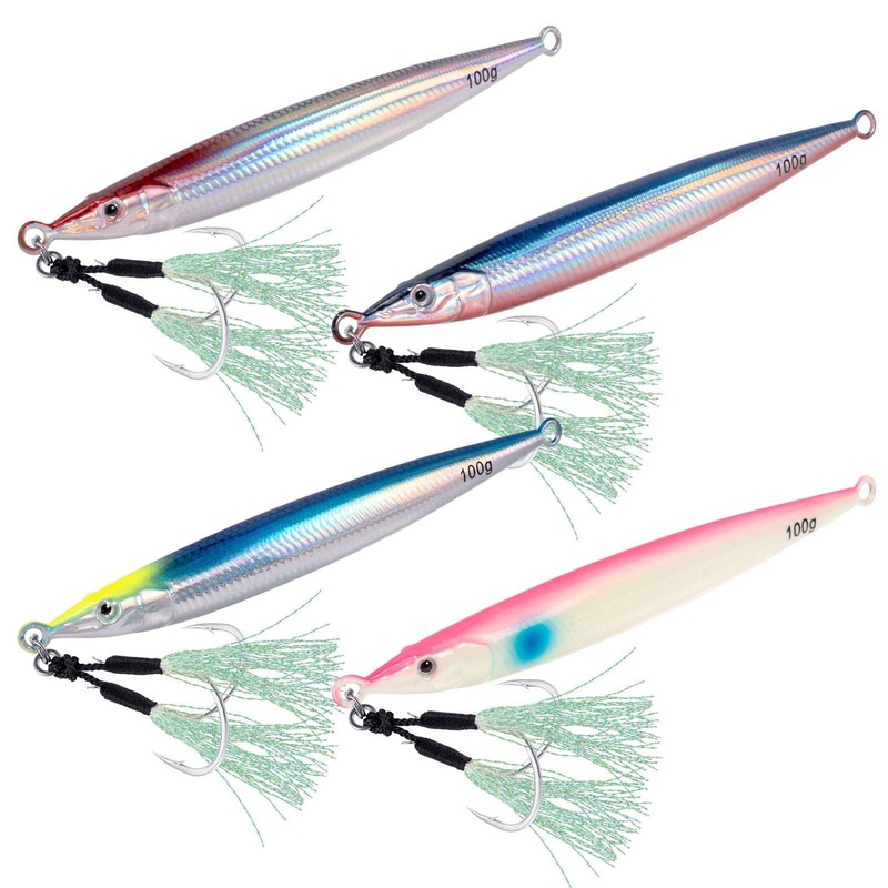 Dr.Fish Saltwater Vertical pencil Jigs  5.12” 3.5oz Chartreuse/Blue