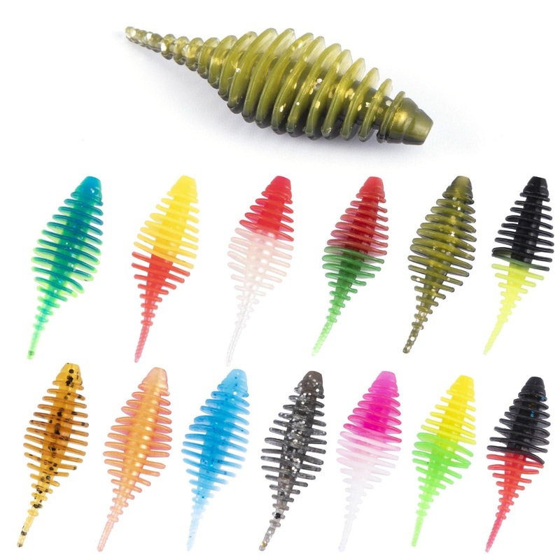 Dr.FIsh10pcs SoftPlasticRibbedSwimbait1.4” Yellow Black