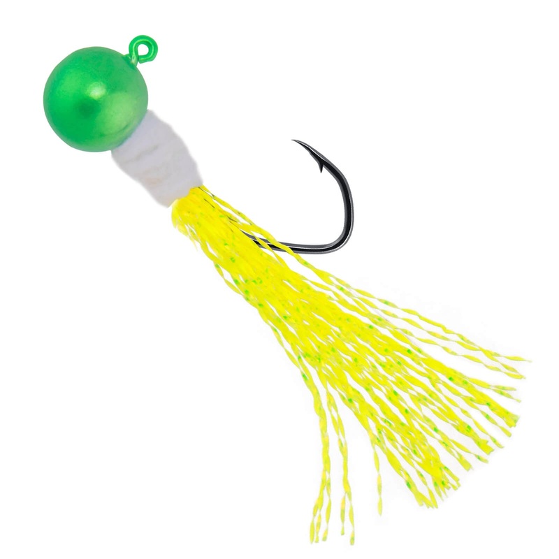 Dr.Fish 10pcs Crappie Marabou Jig heads 1/16oz-3/16oz 1.75g 1/16oz Chartreuse
