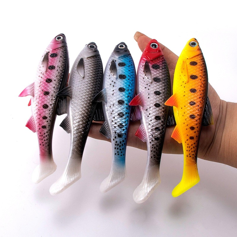 Dr.Fish 2 pcs Large Soft Plastic Paddle Tail  Lures 6.1″ Bule