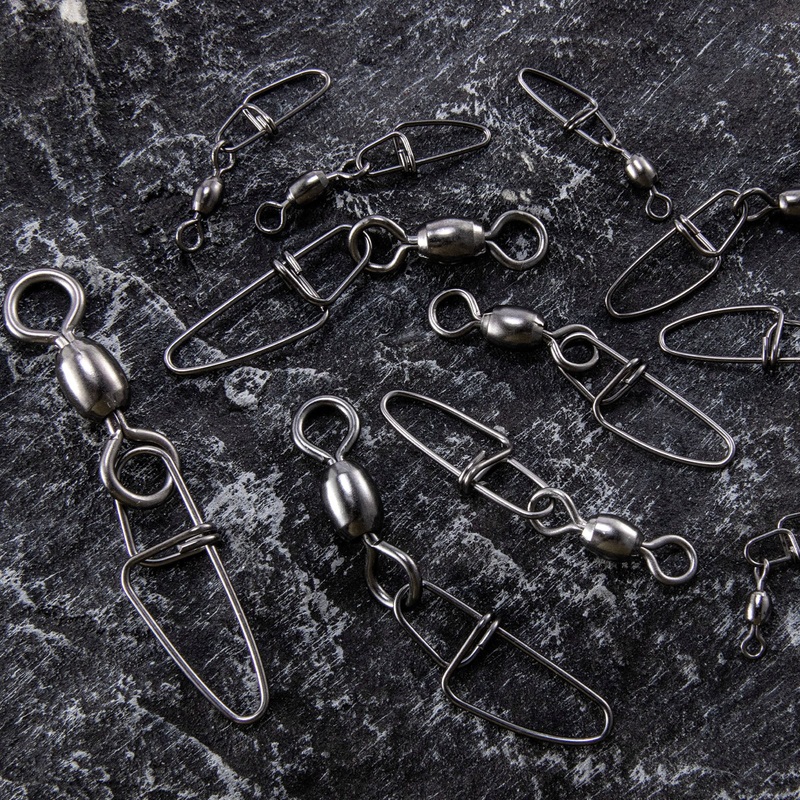 Dr.Fish 50 pcs carabiner fishing swivel #1-4/0 1+4 97lb