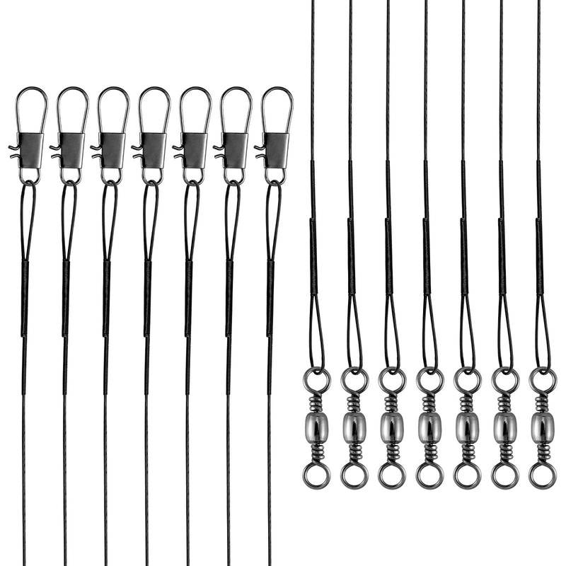 Dr.Fish 50pcs Stainless Steel Wire Leader 40lb 15-25cm Black 15cm