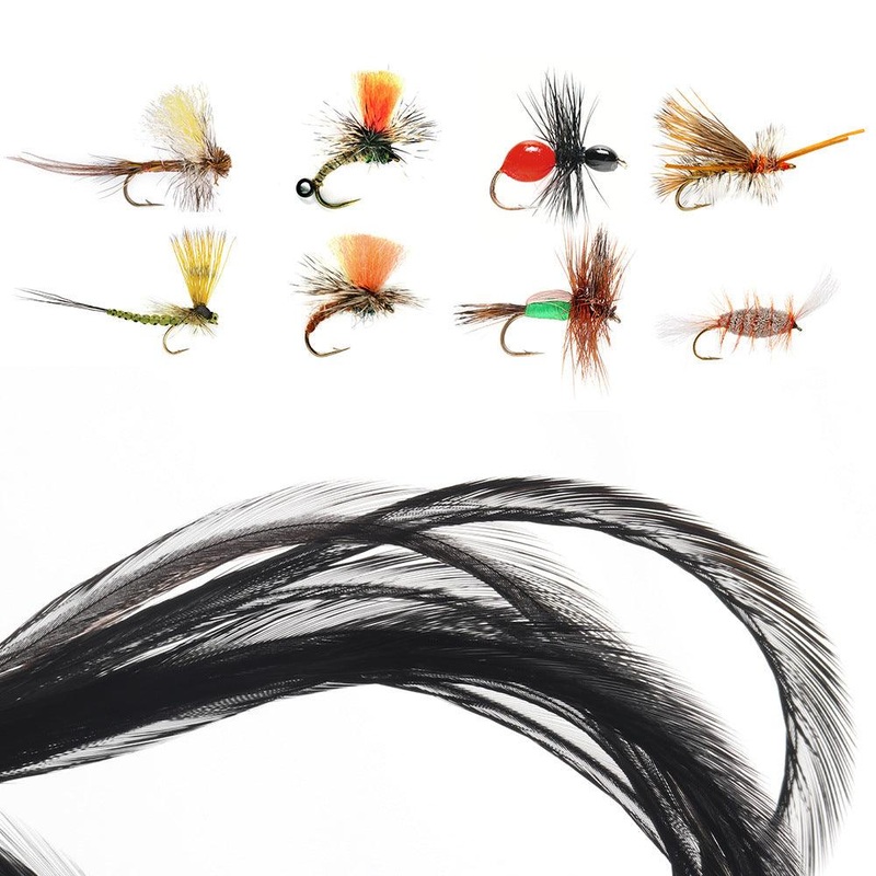 Dr.Fish 5pcs/10pcs Rooster Saddle Hackles Fly Tying Materials  25-32cm (5 colors) ntural 5pcs