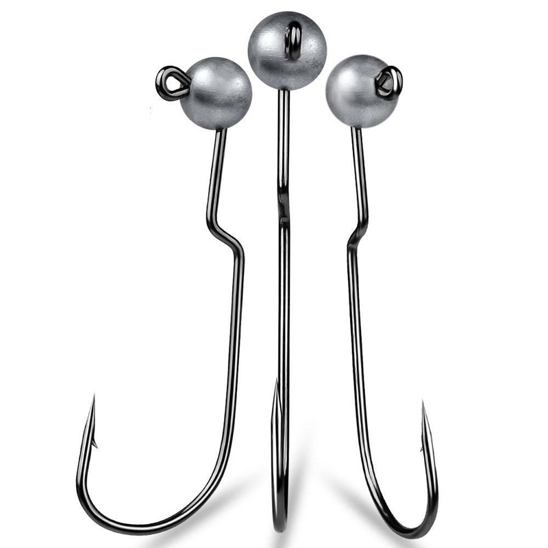 Dr.Fish 5pcs Fishing Worm Hook Jig Heads 1g, 1.8g, 2.5g 1g