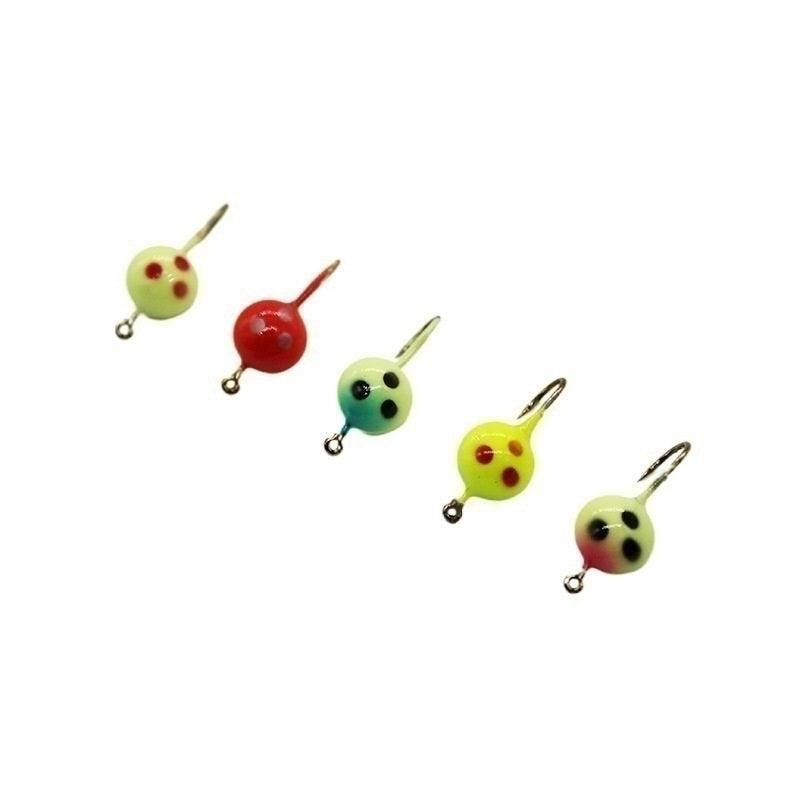 Dr.Fish 5pcs Luminous Ice Fishng Jigs 25mm 3g A