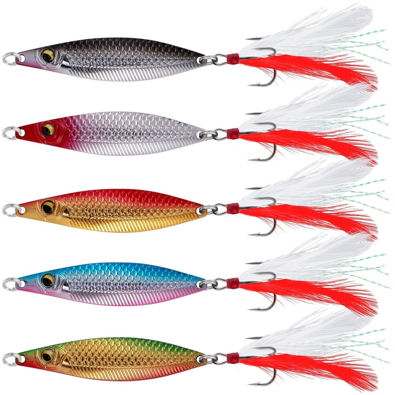 Dr.Fish 5pcs Metal Roostertail Spoon Lures 15/30g 15g