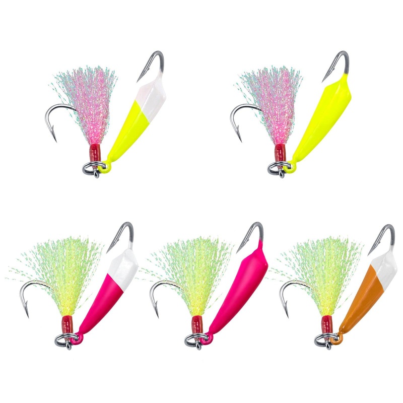 Dr.Fish 5pcs Pompano Jigs with Teaser Hooks Chartreuse