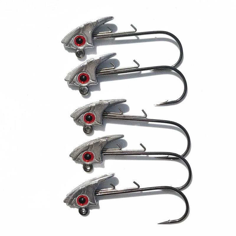 Dr.Fish 5pcs Red 3D eyes Swimbait Jig Head 5g 7g Hooked 5g