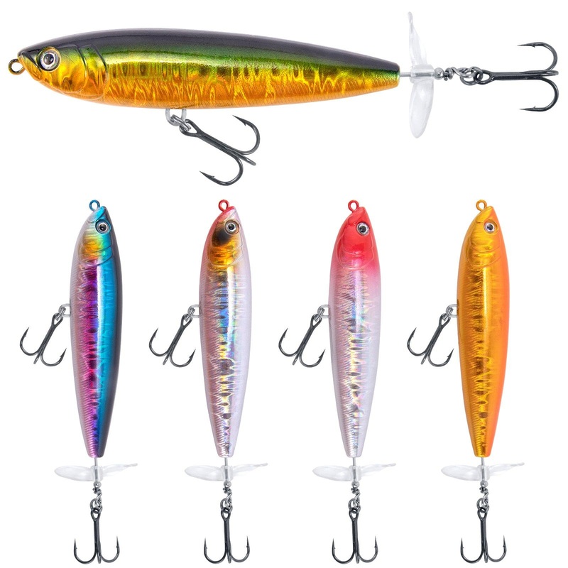 Dr.Fish 5pcs Topwater Fishing Lure 3D Floating  3.5”, 4.3” 3.5in