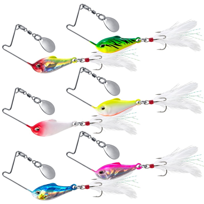Dr.Fish 6 pcs 3D eyes Spinner baits Fishing Lure 1/4oz-1/2oz 1/4oz