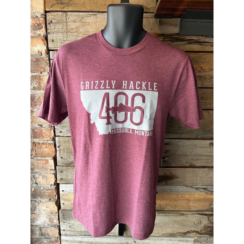Grizzly Hackle “406” T-Shirt Heather Maroon Small