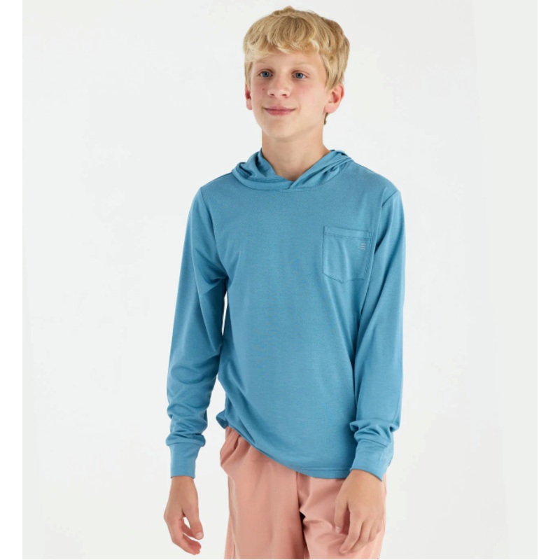 Free Fly Youth Bamboo Shade Hoody Small Bluestone