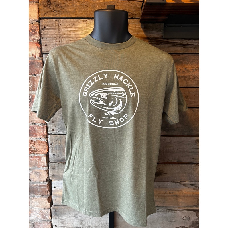 Grizzly Hackle “Circle Fish” T-Shirt Olive Small