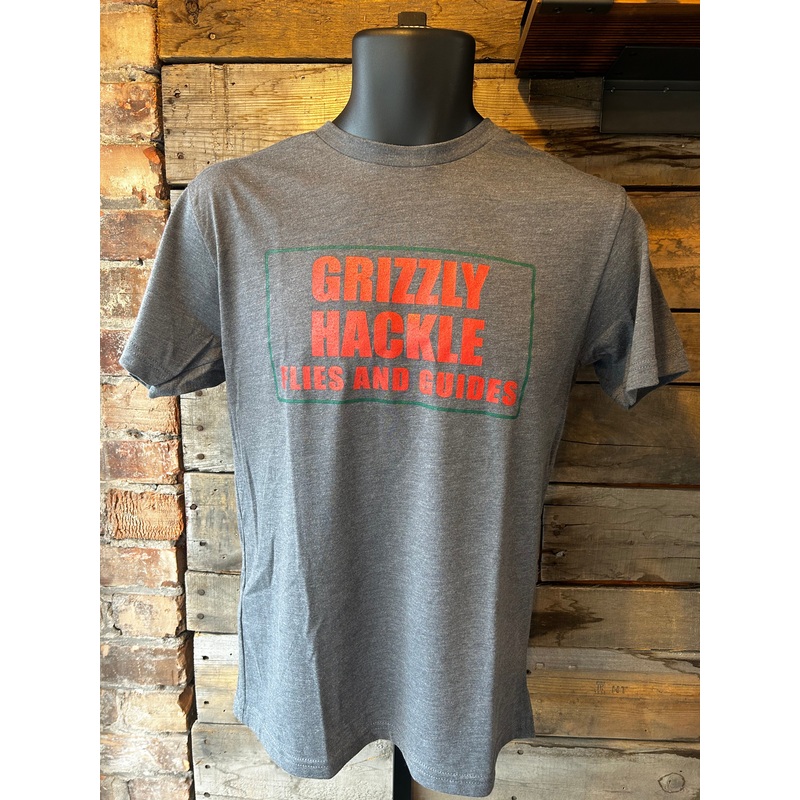 Grizzly Hackle “Flies N Guides” T-Shirt Charcoal Small