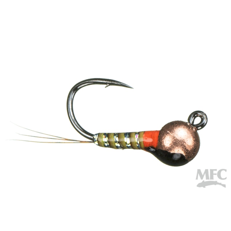 Jig Quill Rib Perdigon- Olive Pearl/ Fl. Orange (6-pack) #14