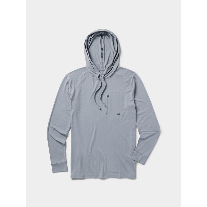 Duck Camp M’s Lightweight Bamboo Hoodie Pluff Mud Grizzly Hackle “Circle Fish” Logo on Right Chest Small