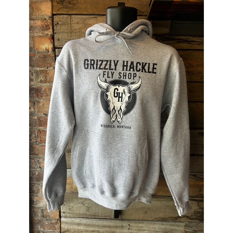 Grizzly Hackle “Bison” Hoodie Heather Grey Small