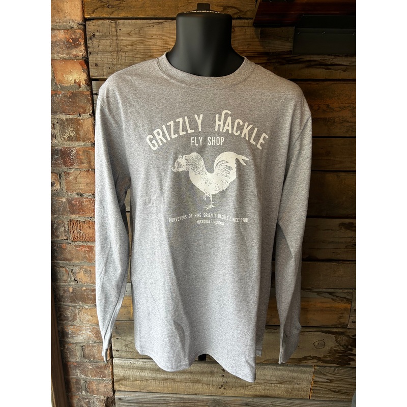 Grizzly Hackle “Grizzly Chicken” Long Sleeve T-Shirt Grey Small