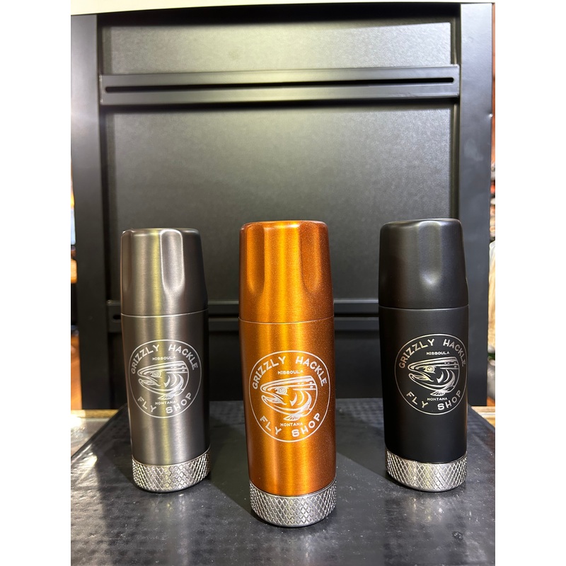 Grizzly Hackle High Camp Torch Flask- Circle Fish Gunmetal Torch (6oz)