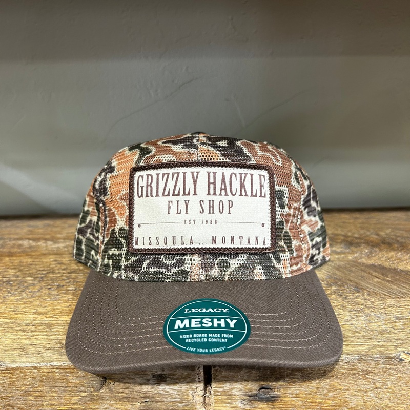 Grizzly Hackle “Meshy” Hats One Size Duck Camo/Grizzly Hackle Patch