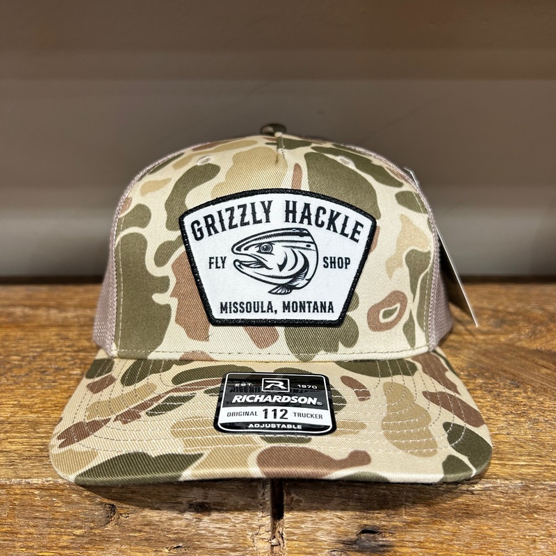 Grizzly Hackle “Missoula” Trucker Hat Harvest Duck Camo/Lt. Tan