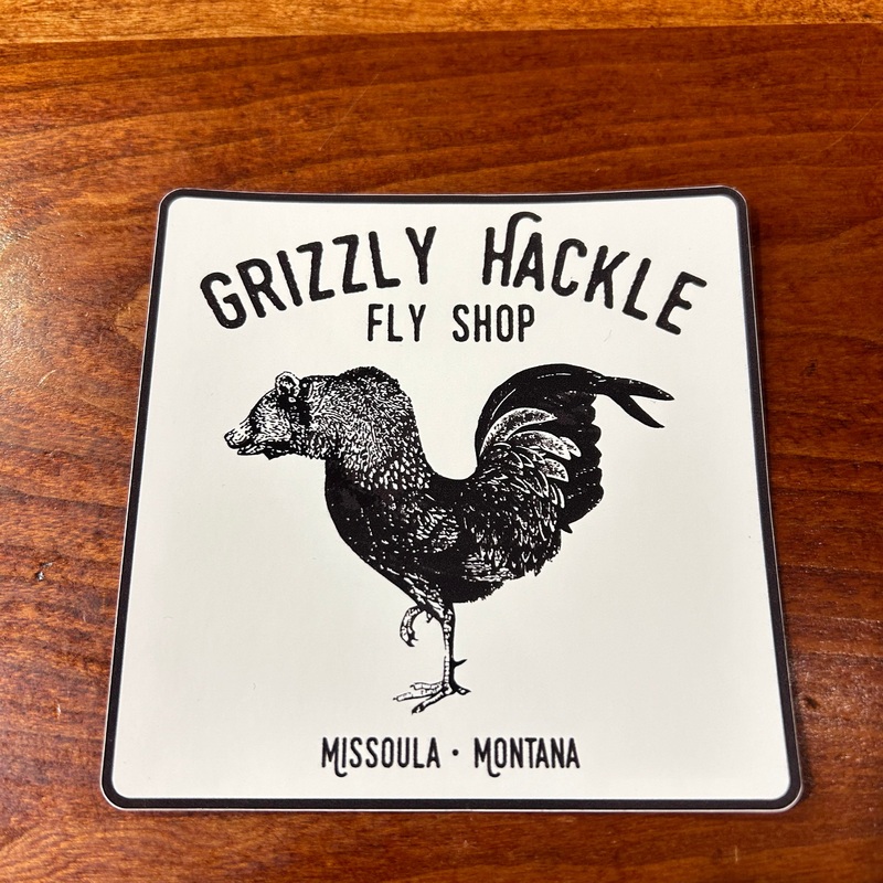 Grizzly Hackle Stickers- Grizzly Chicken 4″x4″