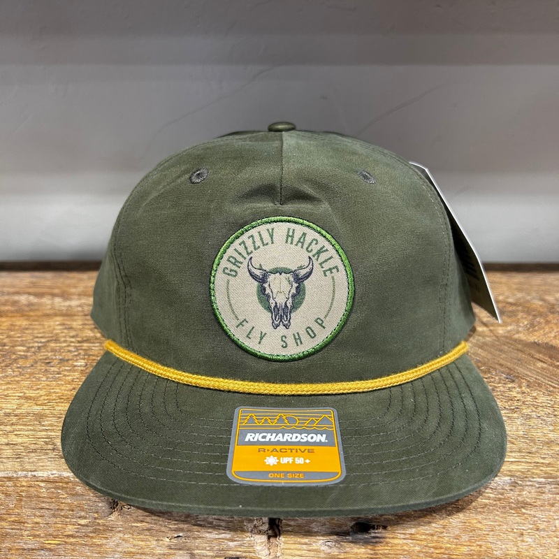 Grizzly Hackle “Bison” Patch Cap Olive/Gold
